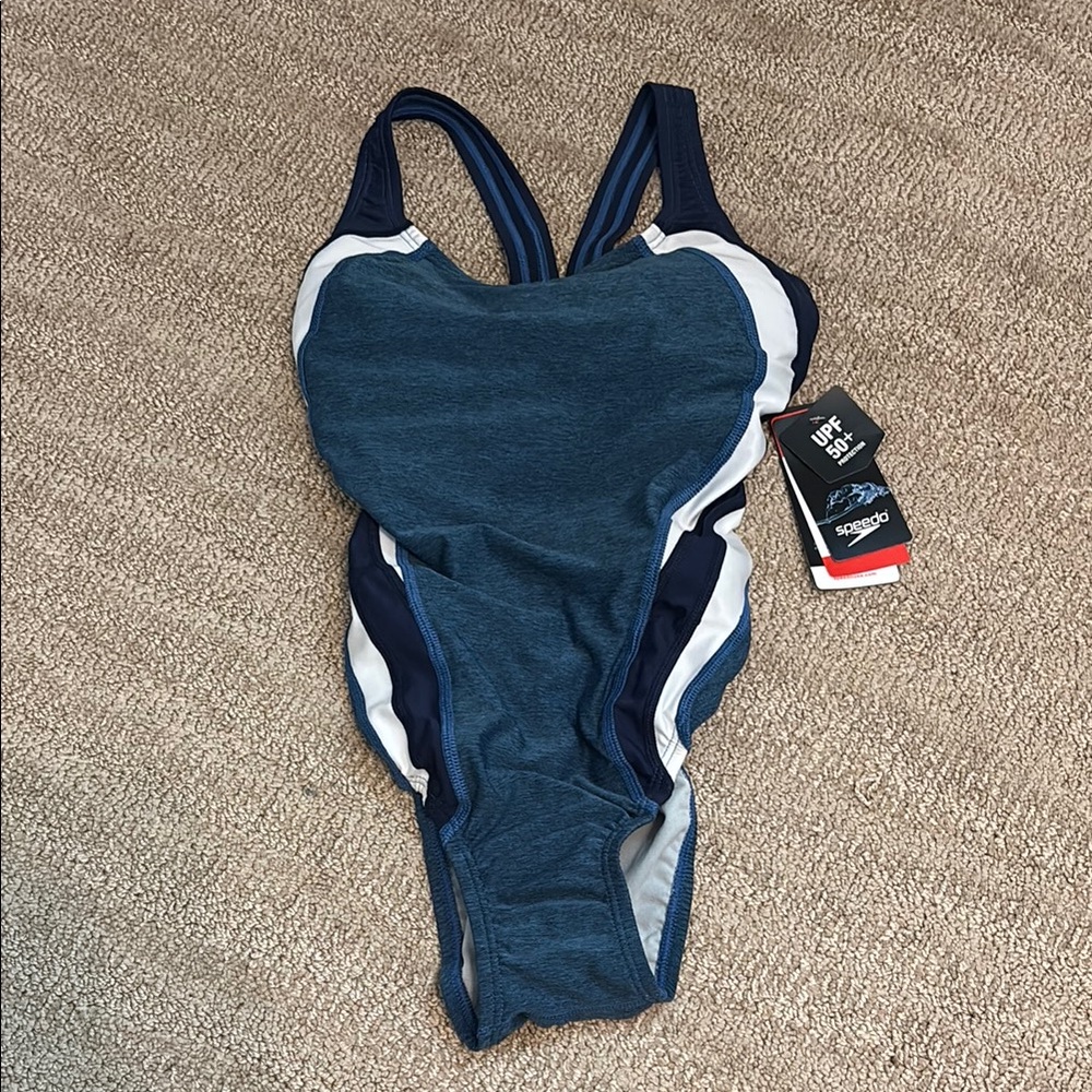 Speedo Navy and White Swimsuit